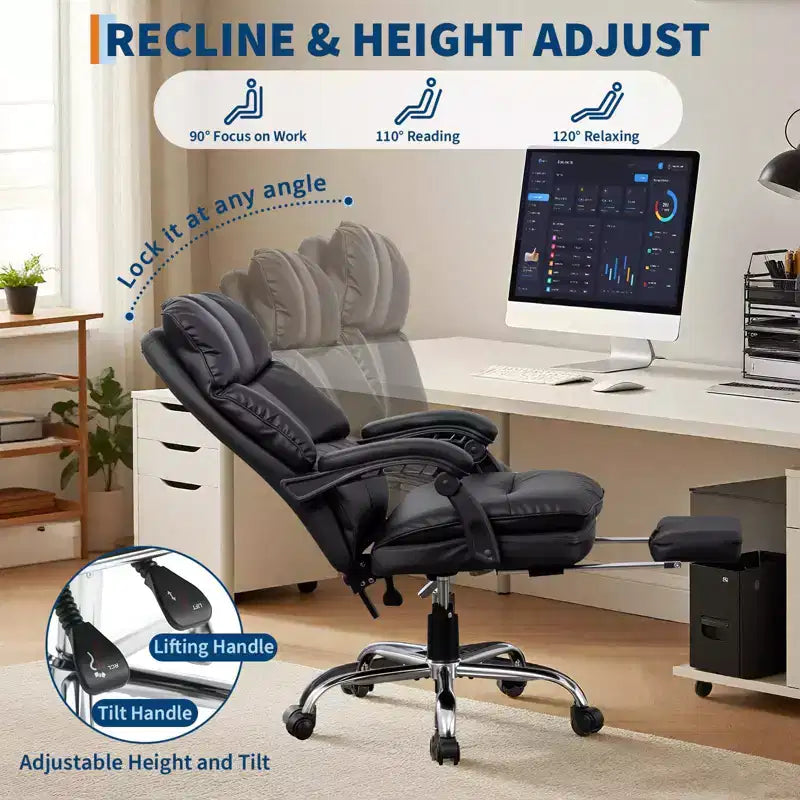 Chaise de bureau, Appui-tête et support lombaire réglables, Accoudoirs réversibles