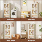 Armoire portable 3 niveaux pour enfants avec portes, meuble de rangement en plastique pour vêtements d'enfants avec tringle de suspension et 10 cintres