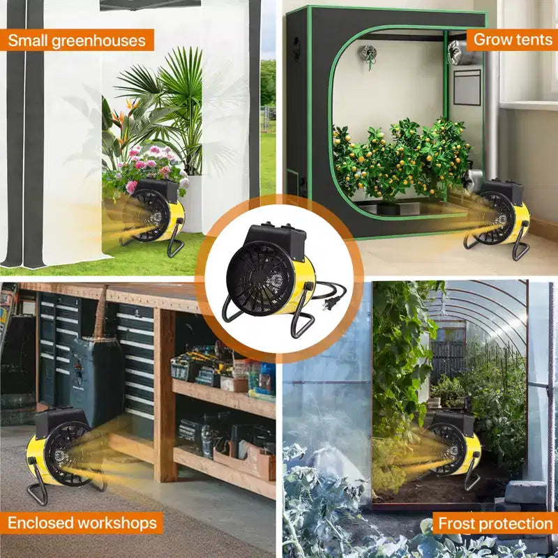 EAGLE PEAK Radiateur d'intérieur 1500W pour serre, 2 pièces, résistant aux projections d'eau IPx4, protection contre la surchauffe
