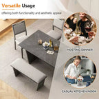 Ensemble de salle à manger 6 pièces GDFStudio Herty avec table de cuisine en bois d'hévéa de 60 et chaises et banc rembourrés