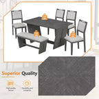 Ensemble de salle à manger 6 pièces GDFStudio Herty avec table de cuisine en bois d'hévéa de 60 et chaises et banc rembourrés
