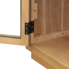 Bahut buffet 4 portes Luxystar avec grand rangement, portes en verre et étagères réglables pour salle à manger et salon, bois naturel