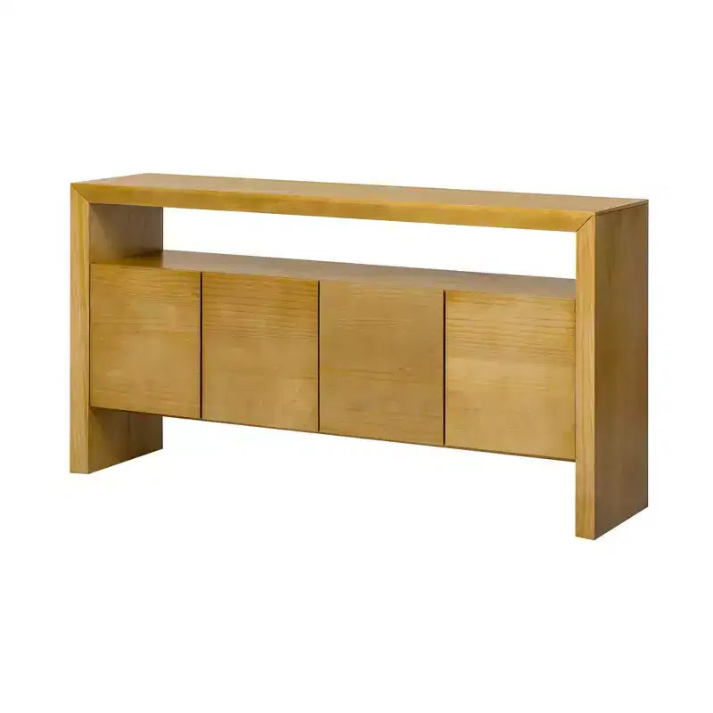 Luxystar Meuble Buffet Moderne avec 4 Portes et Étagère Ouverte, Console, Naturel