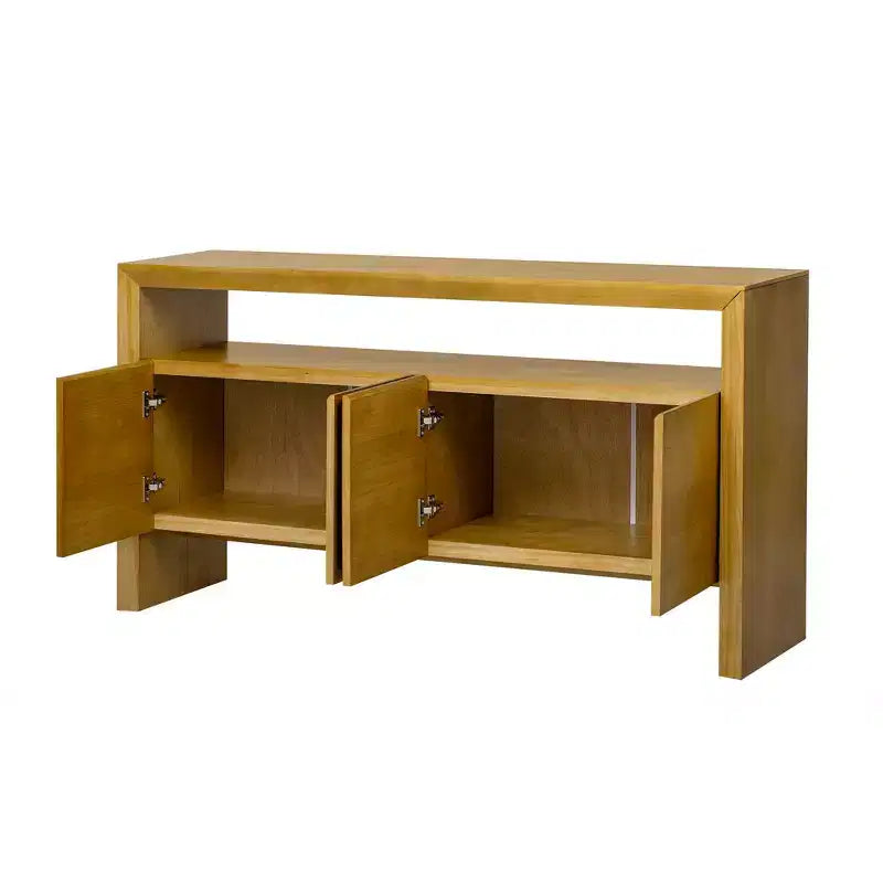 Luxystar Meuble Buffet Moderne avec 4 Portes et Étagère Ouverte, Console, Naturel