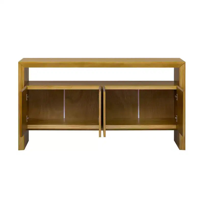 Luxystar Meuble Buffet Moderne avec 4 Portes et Étagère Ouverte, Console, Naturel