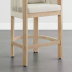 Tabouret de bar de comptoir moderne Spruce&Spring en bois d'acacia rembourré avec dossier en corde tressée à la main pour intérieur et extérieur, lot de 2