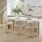 Tabouret de bar de comptoir moderne Spruce&Spring en bois d'acacia rembourré avec dossier en corde tressée à la main pour intérieur et extérieur, lot de 2