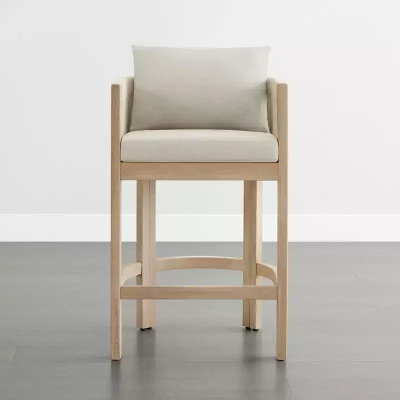 Tabouret de bar de comptoir moderne Spruce&Spring en bois d'acacia rembourré avec dossier en corde tressée à la main pour intérieur et extérieur, lot de 2