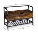 Banc d'entrée, banc à chaussures rétro en bois de 33 po avec boîte de rangement, porte-chaussures pour entrée, chambre, couloir, supporte 240 lb