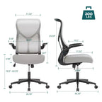 Chaise de bureau moderne Okak en maille réglable avec accoudoirs et soutien lombaire, chaise de bureau ergonomique pivotante pour le bureau et l'étude