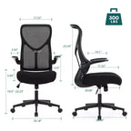 Chaise de bureau moderne Okak en maille réglable avec accoudoirs et soutien lombaire, chaise de bureau ergonomique pivotante pour le bureau et l'étude