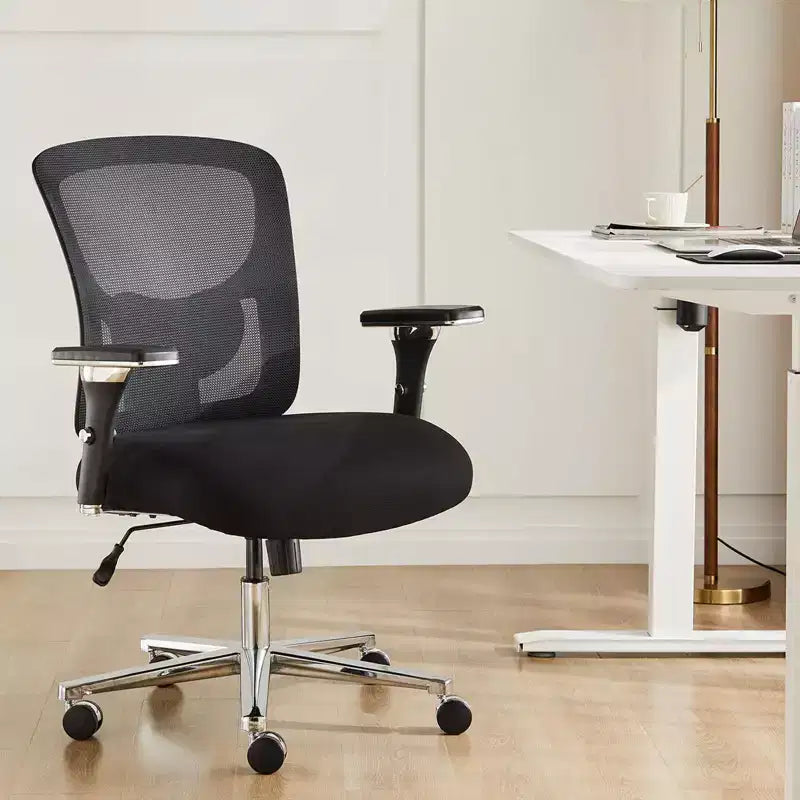 Chaise de bureau moderne Okak en maille réglable avec accoudoirs et soutien lombaire, chaise de bureau ergonomique pivotante pour le bureau et l'étude