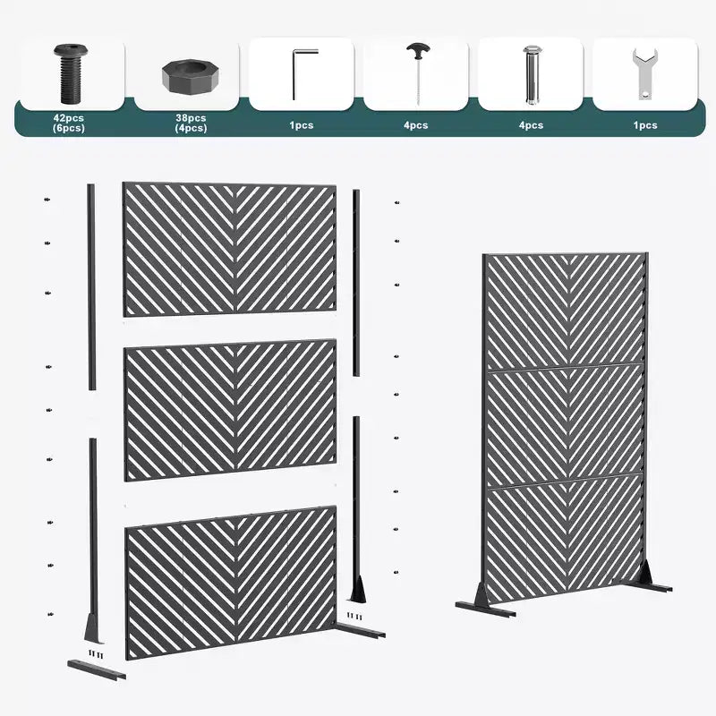 MAYEERTY Paravent en Acier Galvanisé Diviseur d'Intérieur et d'Extérieur Paravent Décoratif Autoportant pour Balcon Jardin 1 pièce