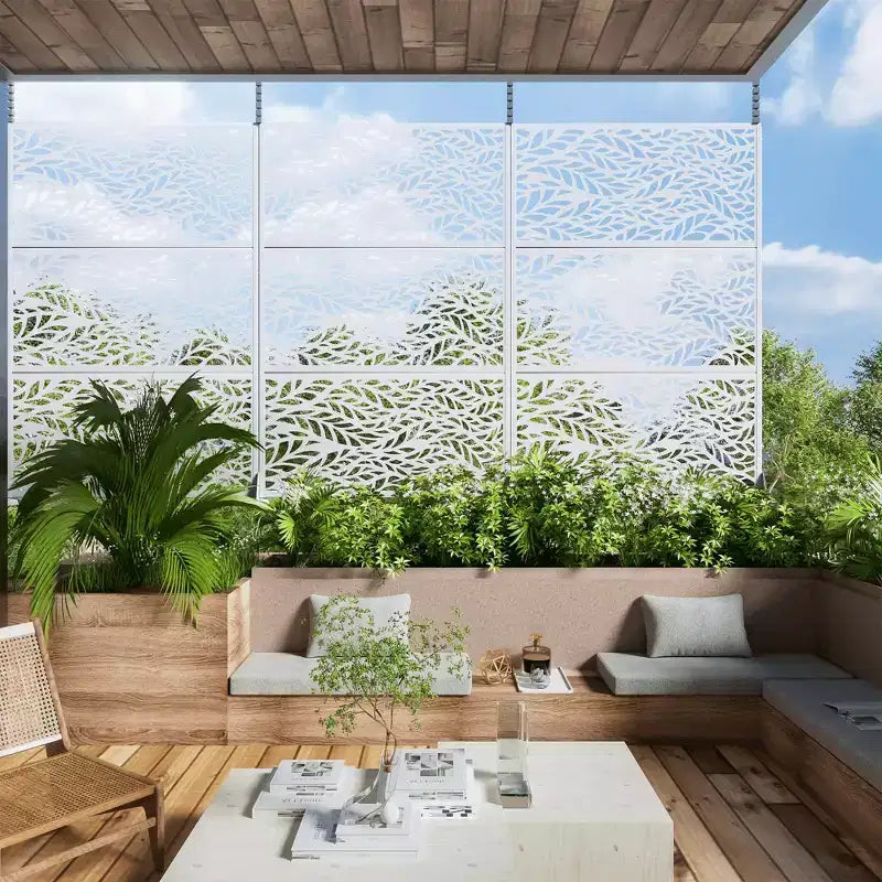 MAYEERTY Paravent en Acier Galvanisé Diviseur d'Intérieur et d'Extérieur Paravent Décoratif Autoportant pour Balcon Jardin 1 pièce