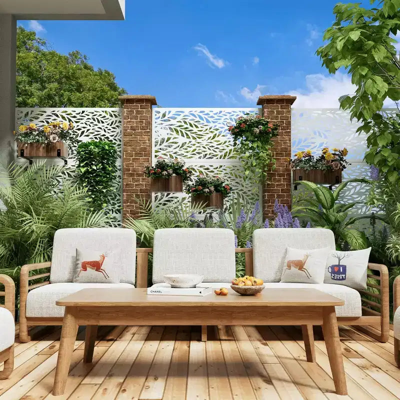 MAYEERTY Paravent en Acier Galvanisé Diviseur d'Intérieur et d'Extérieur Paravent Décoratif Autoportant pour Balcon Jardin 1 pièce