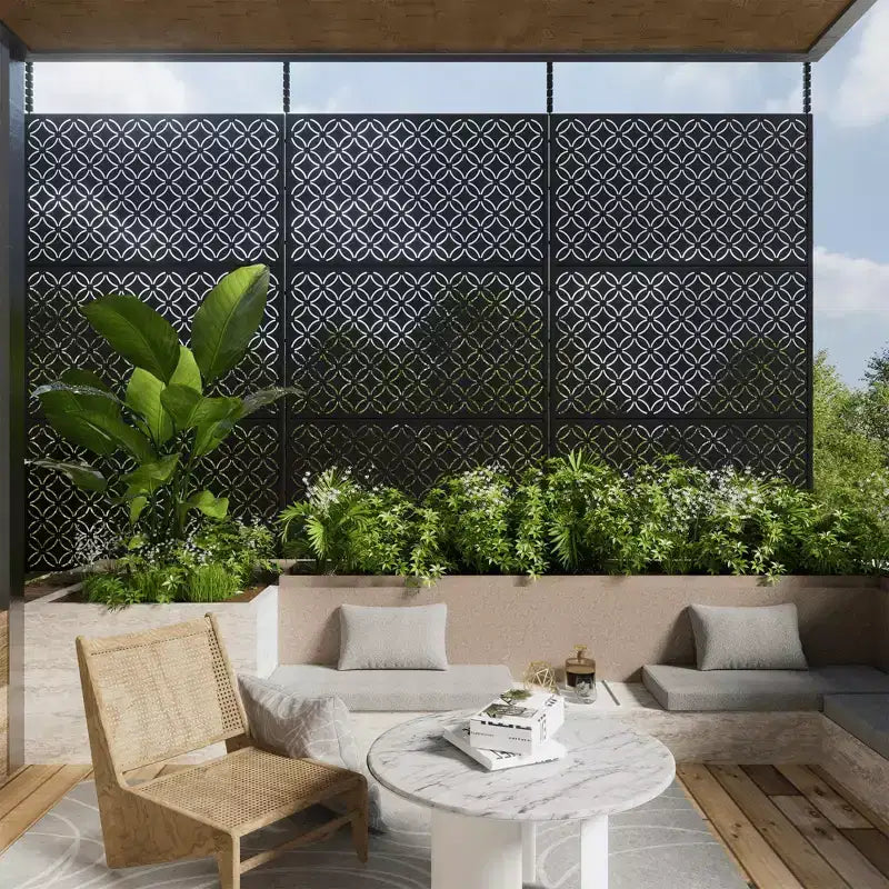 MAYEERTY Paravent en Acier Galvanisé Diviseur d'Intérieur et d'Extérieur Paravent Décoratif Autoportant pour Balcon Jardin 1 pièce
