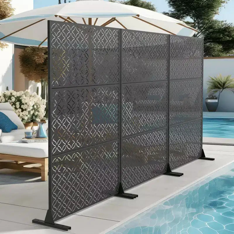 MAYEERTY Paravent en Acier Galvanisé Diviseur d'Intérieur et d'Extérieur Paravent Décoratif Autoportant pour Balcon Jardin 1 pièce