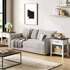 Acekool Lot de 2 tables de chevet, tables d'appoint blanches avec tiroir et étagères de rangement à 2 niveaux, tables d'appoint pour chambre à coucher, salon, dortoir
