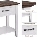 Acekool Lot de 2 tables de chevet, tables d'appoint blanches avec tiroir et étagères de rangement à 2 niveaux, tables d'appoint pour chambre à coucher, salon, dortoir