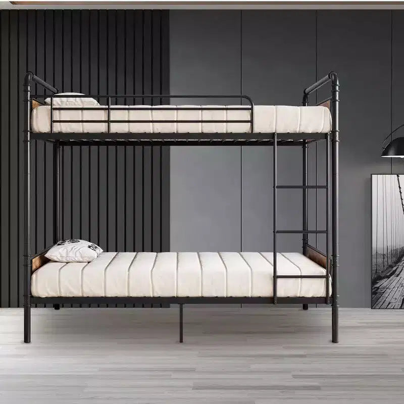 Coolmee Lit superposé jumeau sur jumeau, Lits superposés en métal avec barrières de sécurité et échelle intégrée, Convertible en 2 cadres de lit pour enfants et adolescents