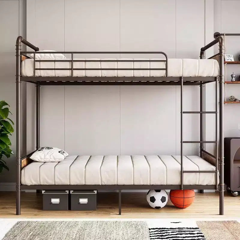 Coolmee Lit superposé jumeau sur jumeau, Lits superposés en métal avec barrières de sécurité et échelle intégrée, Convertible en 2 cadres de lit pour enfants et adolescents