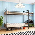 Coolmee Lit superposé jumeau sur jumeau, Lits superposés en métal avec barrières de sécurité et échelle intégrée, Convertible en 2 cadres de lit pour enfants et adolescents