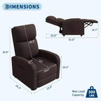 Fauteuil inclinable adulte confortable - Manuel, réglable, avec haut dossier, accoudoirs larges et poche latérale pour salon et cinéma maison