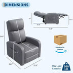 Fauteuil inclinable adulte confortable - Manuel, réglable, avec haut dossier, accoudoirs larges et poche latérale pour salon et cinéma maison