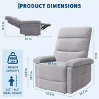 GustoWave Fauteuil inclinable manuel en tissu avec poche latérale, canapé simple réglable avec support dorsal ergonomique pour chambre d'enfant