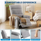 GustoWave Fauteuil inclinable manuel en tissu avec poche latérale, canapé simple réglable avec support dorsal ergonomique pour chambre d'enfant
