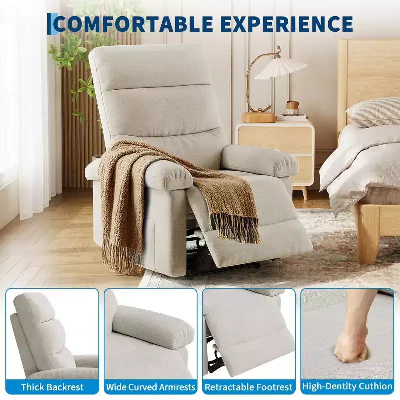 GustoWave Fauteuil inclinable manuel en tissu avec poche latérale, canapé simple réglable avec support dorsal ergonomique pour chambre d'enfant