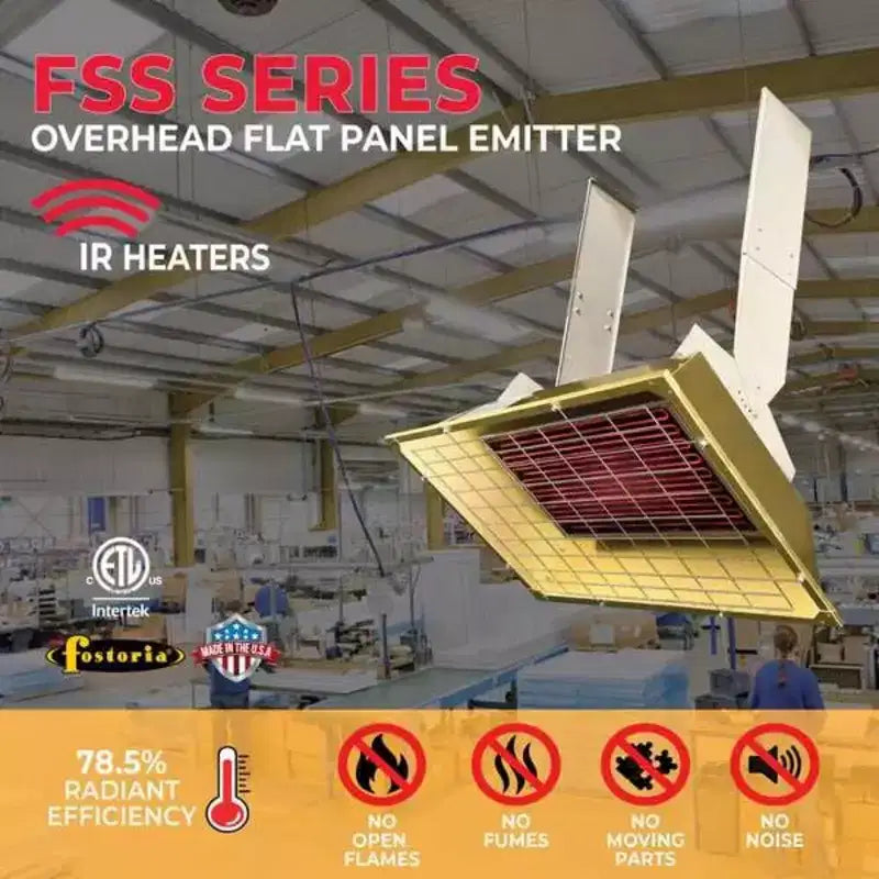 Chauffage électrique infrarouge suspendu Fostoria, 1 ou 3 phases, aluminium, 240V CA