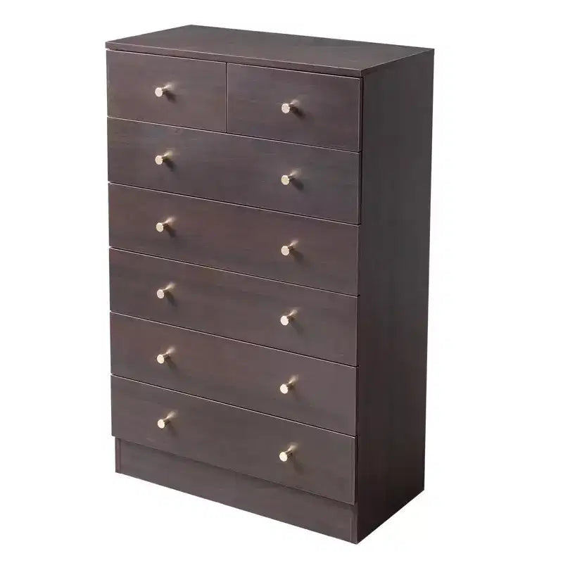 Commode Karl Home 7 tiroirs en panneaux de particules gris, 66 cm de large