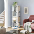Étagère à Livres Pivotante, Bibliothèque sur Pied à 4 Niveaux avec Rangement, Petite Bibliothèque Rotative de 127 cm de Haut pour Chambre et Salon à Petit Espace