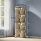 Étagère à Livres Pivotante, Bibliothèque sur Pied à 4 Niveaux avec Rangement, Petite Bibliothèque Rotative de 127 cm de Haut pour Chambre et Salon à Petit Espace