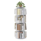 Rotating Bookshelf, 4 Tier Floor Standing Bookcase with Storage Rack, 50 Tall Small Revolving Bookcase for Small Space Bedroom Living Room