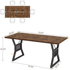 Acekool 70.8 Table pour 6 personnes - Placage Chêne, Cadre en Acier et Design Spacieux, Chêne Chaud