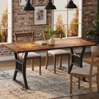 Acekool 70.8 Table pour 6 personnes - Placage Chêne, Cadre en Acier et Design Spacieux, Chêne Chaud