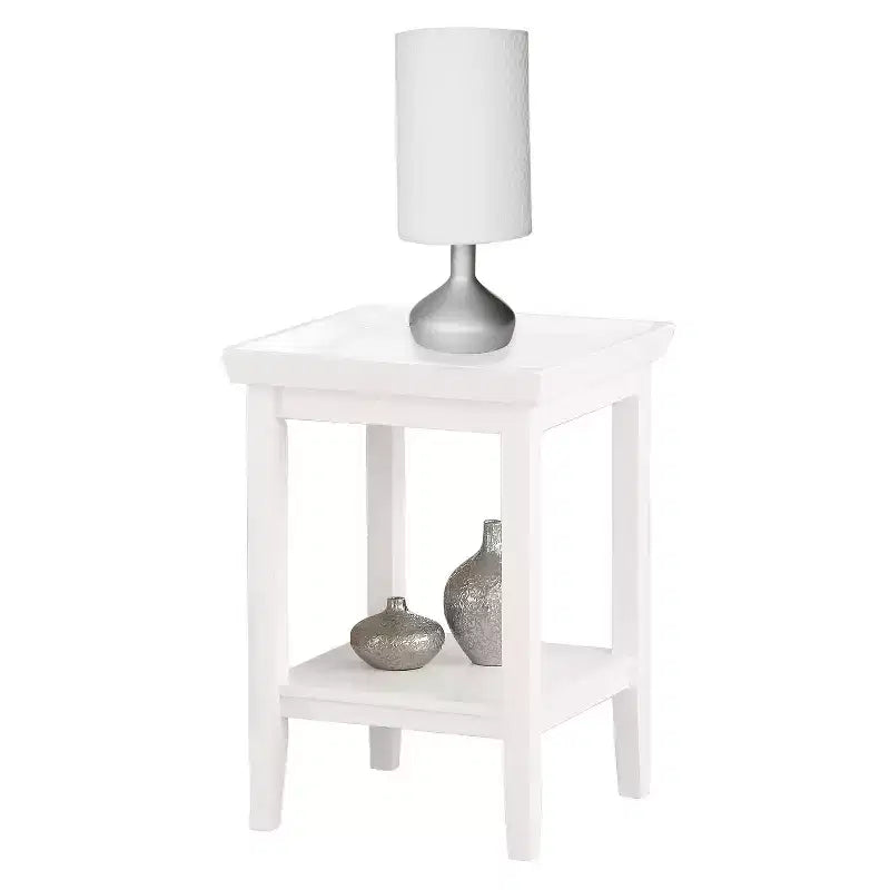 HomeStock Table d'appoint rectangulaire de 26 po de hauteur en bois de couleur blanche - 1 pièce