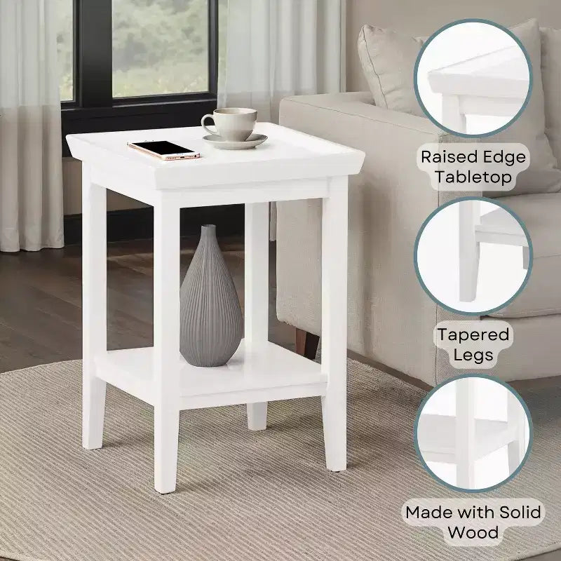 HomeStock Table d'appoint rectangulaire de 26 po de hauteur en bois de couleur blanche - 1 pièce