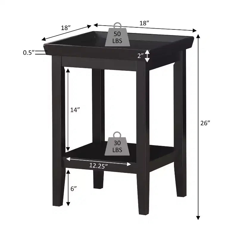 HomeStock Table d'appoint rectangulaire de 26 po de hauteur en bois de couleur blanche - 1 pièce