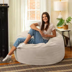 Jaxx Saxx de 4 pieds - Grand pouf rond pour adultes - Velours luxuriant