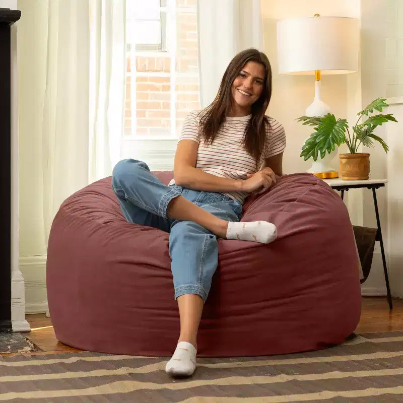 Jaxx Saxx de 4 pieds - Grand pouf rond pour adultes - Velours luxuriant