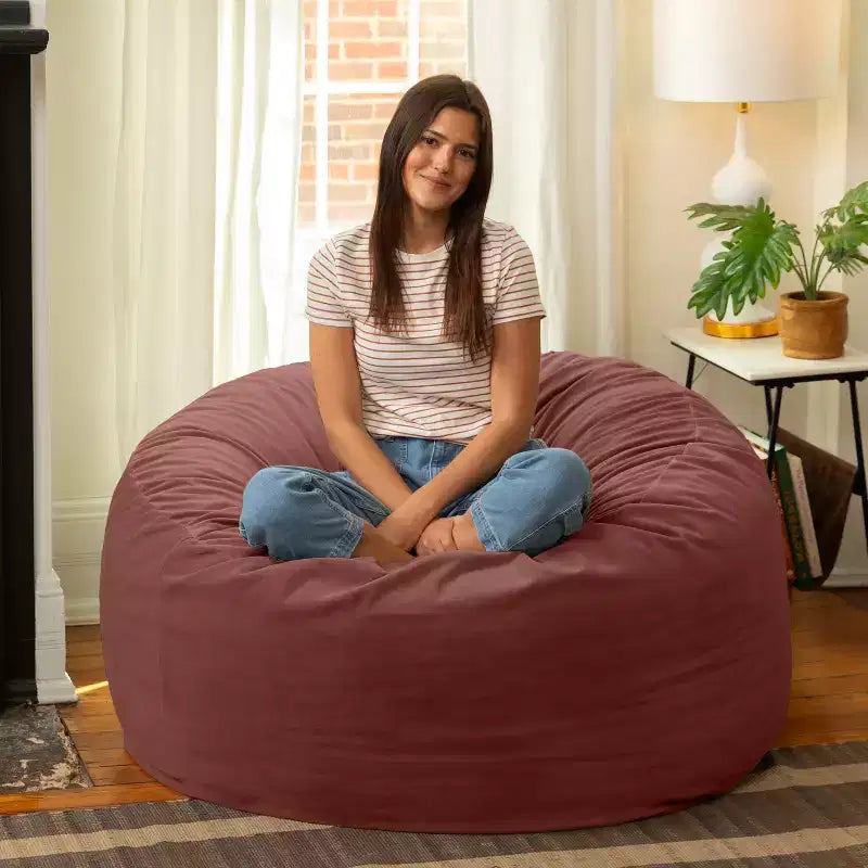 Jaxx Saxx de 4 pieds - Grand pouf rond pour adultes - Velours luxuriant