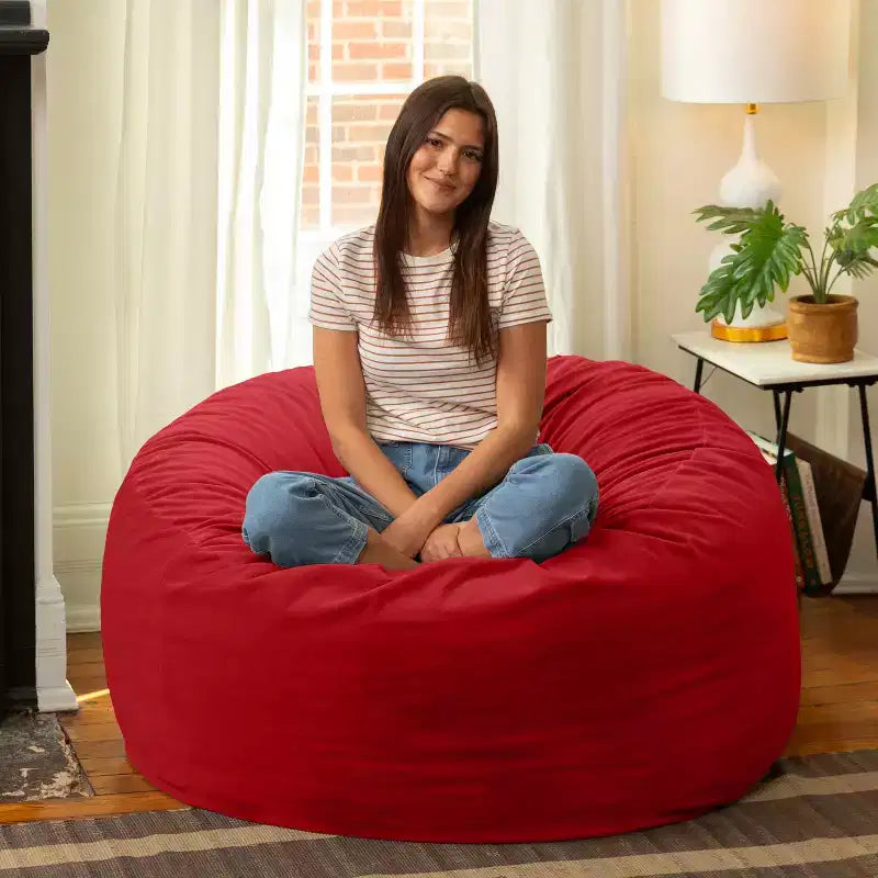 Jaxx Saxx de 4 pieds - Grand pouf rond pour adultes - Velours luxuriant