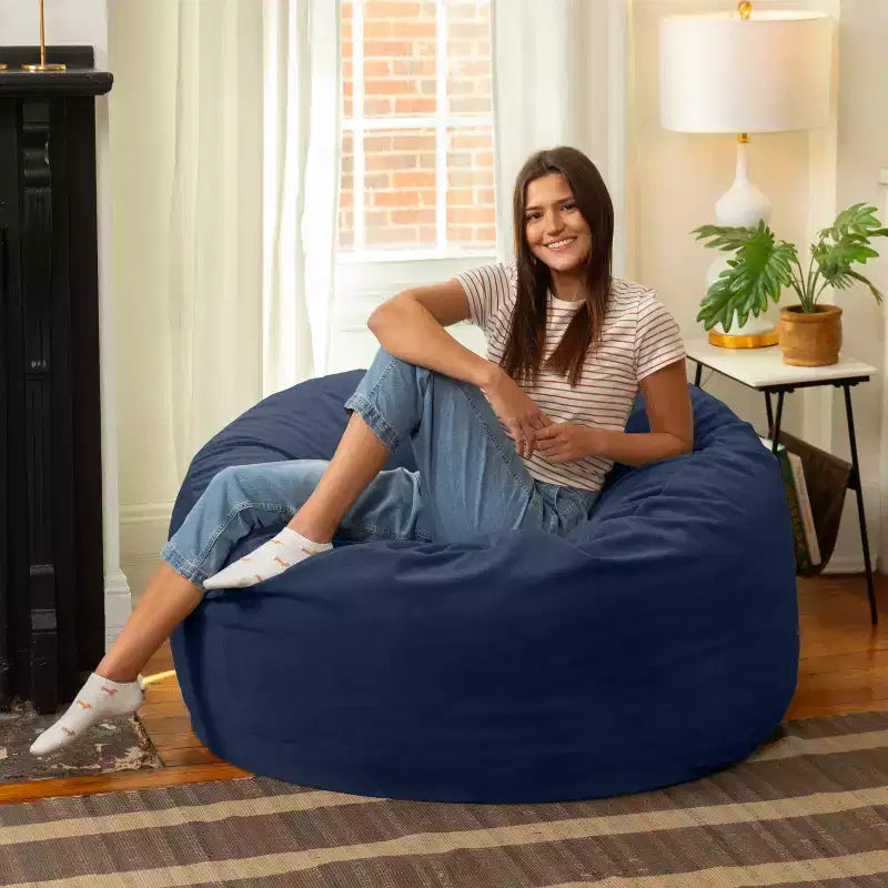 Jaxx Saxx de 4 pieds - Grand pouf rond pour adultes - Velours luxuriant