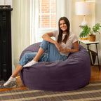 Jaxx Saxx de 4 pieds - Grand pouf rond pour adultes - Velours luxuriant