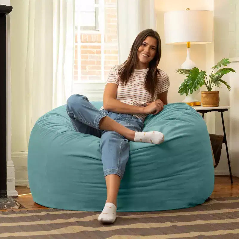 Jaxx Saxx de 4 pieds - Grand pouf rond pour adultes - Velours luxuriant