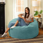 Jaxx Saxx de 4 pieds - Grand pouf rond pour adultes - Velours luxuriant
