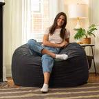 Jaxx Saxx de 4 pieds - Grand pouf rond pour adultes - Velours luxuriant